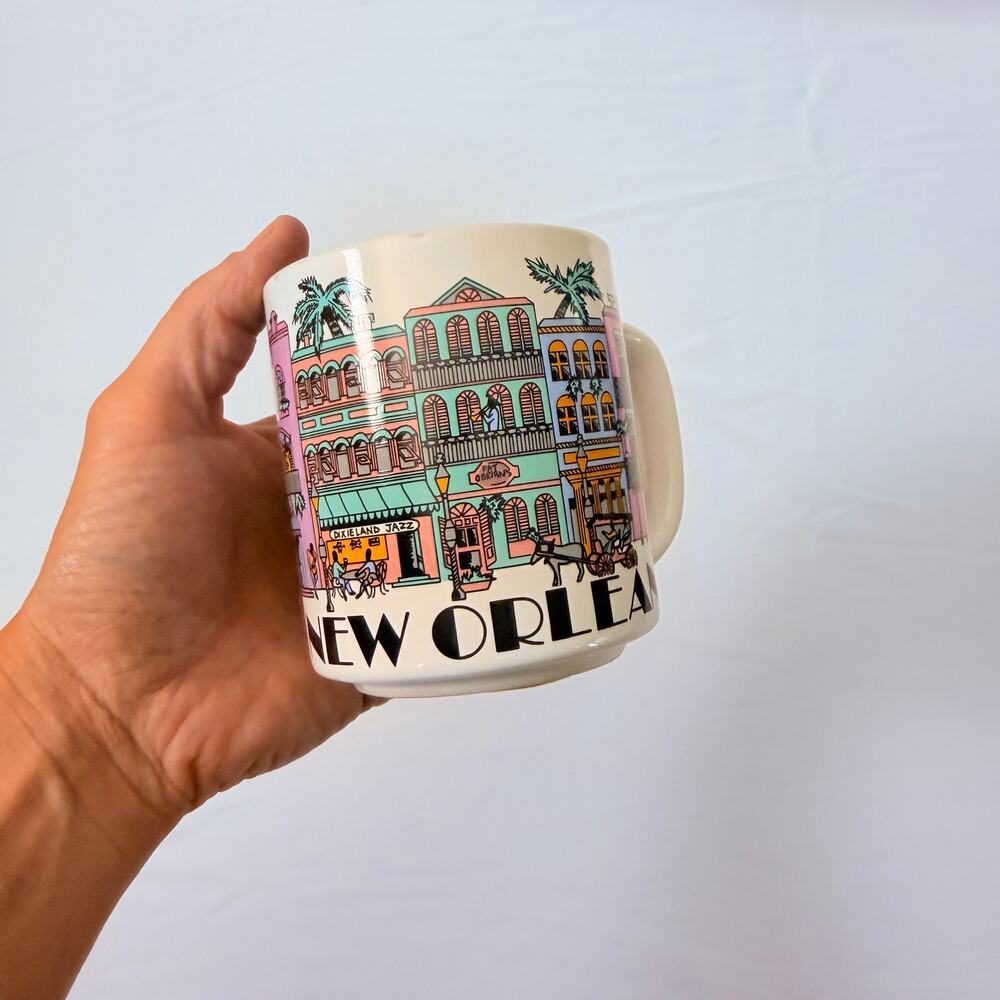 Vintage 80s French Quarters New Orleans, Louisiana USA Souvenir Coffee Cup